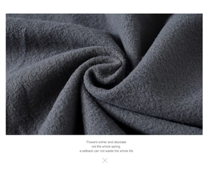 Detailed macro view of charcoal grey wool blend fabric texture on casual men jacket
