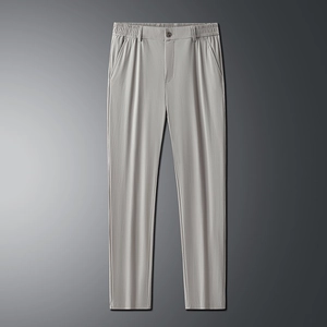 Men Business Casual Trousers Nylon Spandex Blend Straight Leg Pants Elastic Waist Wrinkle Resistant Formal Trousers Office Daily