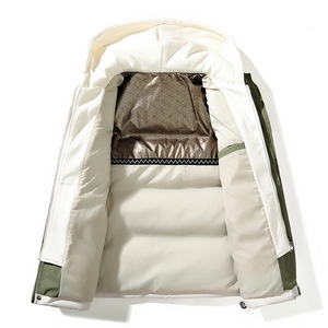 Men's winter hoodie jacket with graphene thermal lining and color-block design