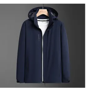 Men Casual Hooded Jacket Windproof Waterproof Business Outdoor Windbreaker Zipper Coat Spring Autumn Outwear For Men