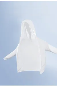 Lightweight white hooded sun protection jacket with breathable ultra-thin fabric and zipper