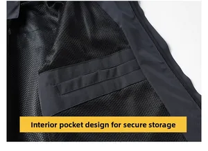 Detail of the breathable mesh lining and secure inner hidden pocket on the jacket