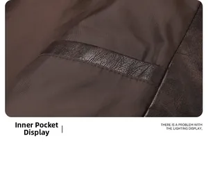 Detail shot of the inner pocket with brown leather trim and high quality lining fabric