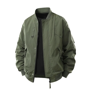 Men Flight Bomber Jacket Loose Fit Ribbed Collar Windproof Cargo Outerwear With Functional Pockets Casual Workwear For Men Spring Autumn Fashion