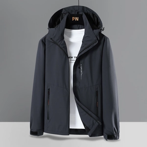 Men Lightweight Windproof Outdoor Climbing Jacket Plus Size Detachable Hood Casual Sports Windbreaker Coat For Men