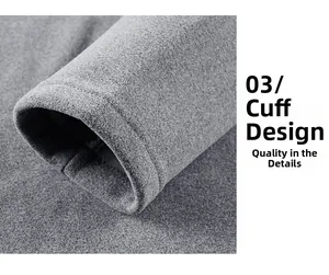 Detailed macro view of the grey fleece jacket's elastic ribbed cuff and fabric texture