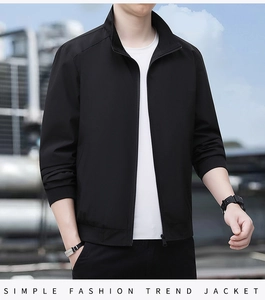 Detail view of high-quality black ribbed cuffs and hem on casual men's jacket