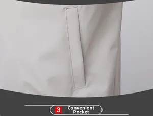 Detail of a functional portable pocket on a light grey casual jacket with clean stitching