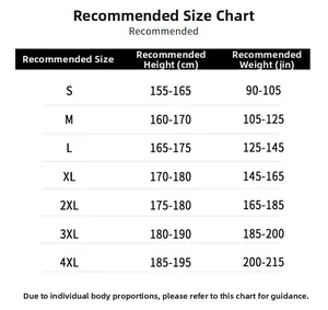 Size chart for American style cargo shorts including height and weight recommendations