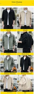 Detail showcasing the three colors of the men's stand collar casual canvas jacket