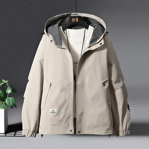 Giacca a Vento da Uomo Con Cappuccio Outdoor Workwear Cappotto Antivento Largo Autunno Primavera Abbigliamento Casual Moda Top