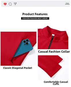 Detailed views of red sports jacket showing high-quality zipper pocket and ribbed cuffs