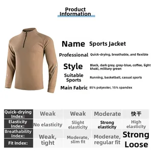 Detailed fabric composition table showing 85% polyester and 15% spandex for sports hoodie