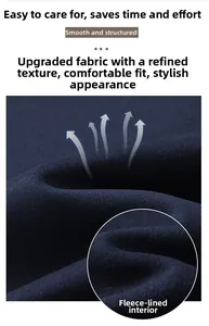 Detailed macro view of dark blue fleece-lined fabric showing soft texture and warm inner