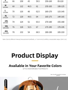 Detailed size chart for waterproof outdoor jackets with measurements for S to 4XL sizes