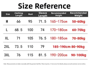 Men's sports sweatshirt size guide chart with measurements for length chest and height