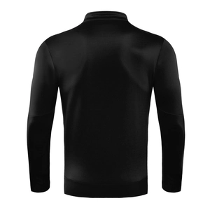 Men's minimalist black sports jacket back view with stylish color-block panel design