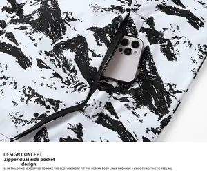 Detail of hooded jacket side pocket with black zipper showing smartphone for size scale