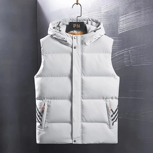Herren Winter Wattierte Weste Mit Kapuze Sportlich Gestreifte Winddichte Gesteppte Ärmellose Jacke Mit Fleece Futter Warme Weste