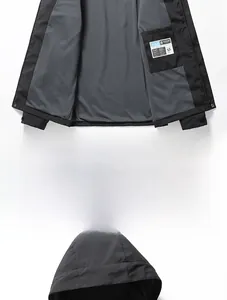 Detail of waterproof outdoor jacket showing windproof inner lining and functional pocket