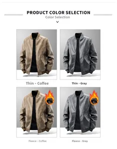 Détail des vestes bomber en similicuir café et gris avec options de doublure polaire