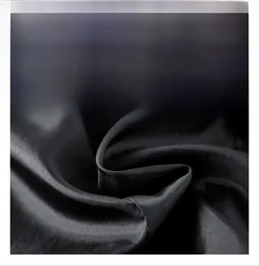 Detail shot of the smooth black silk-like inner lining of a men leather jacket