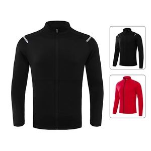 Men's Sport Jacket Lightweight Zip Up Running Top Athletic Stand Collar Track Jacket Reflective Stripe Outdoor Fitness Casual Outwear