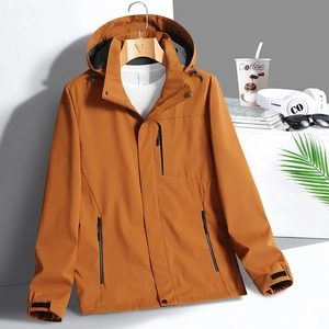 Unisex Outdoor Hooded Windbreaker Jacket Waterproof Breathable Tech Fabric Coat For Hiking Camping Casual Sports Outerwear