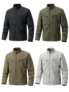 Detailed comparison of mens casual stand collar jackets in black, green, khaki, and grey