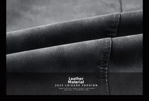 Gros plan sur la texture en cuir PU noir avec des détails de couture précise
