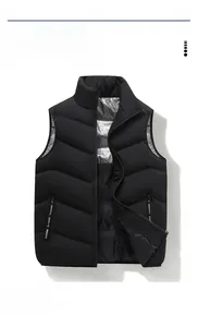 Detail of men's winter vest showing silver heat-reflective lining and polyester texture