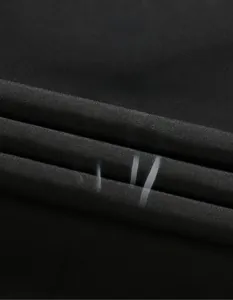Close-up of black breathable micro-pore fabric for men's lightweight jackets