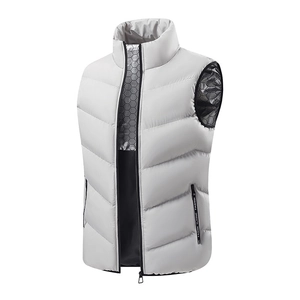 Men's Winter Padded Vest With Graphene Heat Reflecting Lining Stand Collar Water Repellent Sleeveless Jacket Warm Outerwear