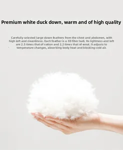 Close-up of premium white duck down filling with high fluffiness for winter parkas