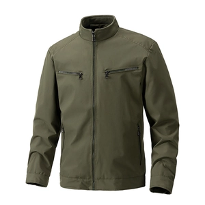 Men Stand Collar Jacket Windproof Polyester Padded Outerwear With Zipper Pockets Casual Outdoor Winter Fashion Coat