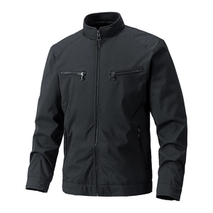 Men's premium black stand collar casual jacket with front zipper and 3D ghost mannequin effect