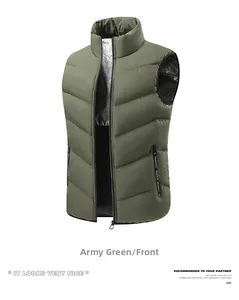 Dettaglio gilet riscaldato verde militare con fodera a nido d'ape argento