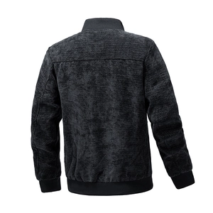 Men's retro textured bomber jacket in dark grey with rib-knit cuffs and hem