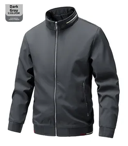 Detail view of dark grey slim fit jacket featuring ribbed cuffs and metal zipper closure