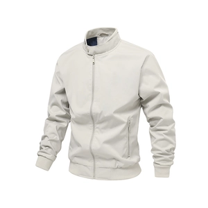 Giacca casual da uomo slim fit grigio chiaro con colletto dritto e zip tasche