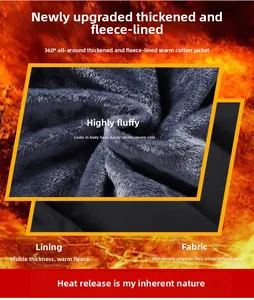 Detail of high-density polyester windproof fabric and warm faux fur fleece lining