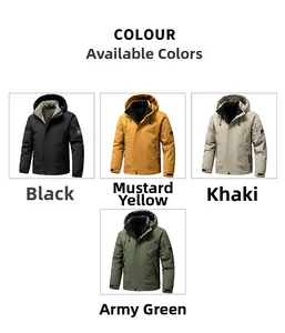 Detailed grid view showcasing four available colors of windproof men's winter jackets