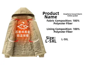 Detail of graphene thermal lining in khaki hooded jacket with Lock Warm technology
