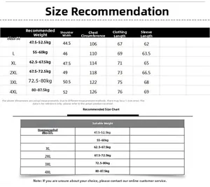 Size chart for men's winter jacket with measurements for shoulders, chest and length