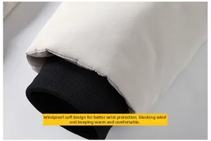Detail of winter jacket windproof ribbed cuffs for warmth and wrist protection