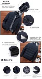 Detail of men's winter jacket showing gray fleece lining and durable metal zipper