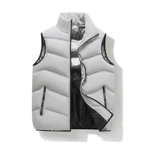 Men Stand Collar Quilted Puffer Vest Winter Warm Graphene Heat Reflective Lining Water Resistant Sleeveless Jacket