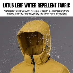 Giacca con cappuccio impermeabile in grafene giallo senape con tessuto idrorepellente loto