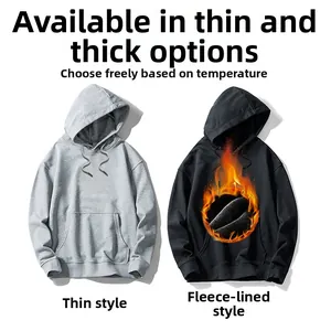 Detail view of the heavy cotton hoodie showing thin and fleece-lined fabric options