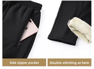 Dettaglio dei pantaloni sportivi invernali con fodera in pile e tasche con zip sicure